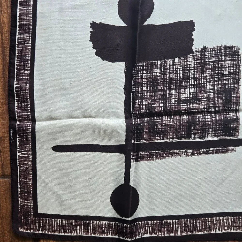 Black and Cream Square Scarf Brush Strokes Classic Style Neutral Classy Gift